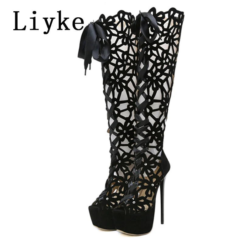 "Velvet Obsession – Bottes Ultra Hautes à Talons 16 cm"