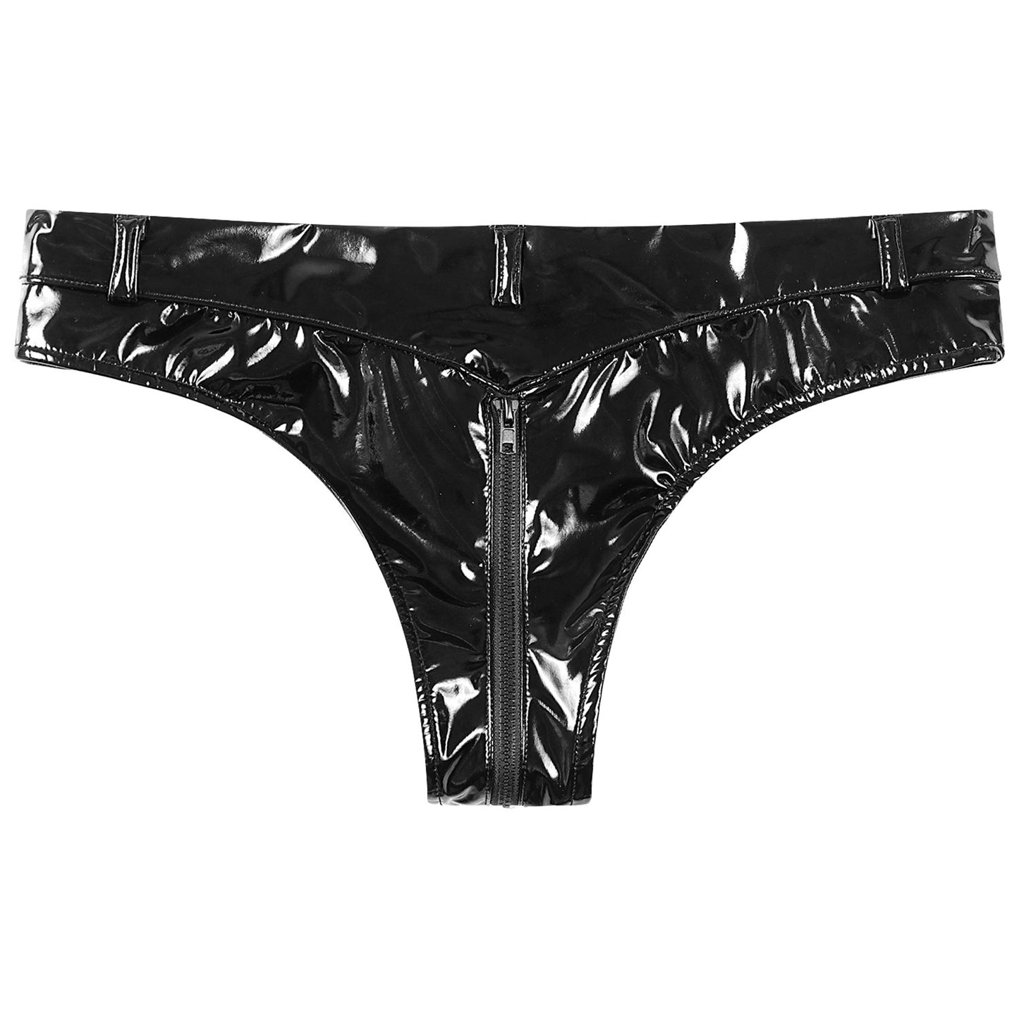 Lustrous Zip – Shorty Échancré Effet Vinyle
