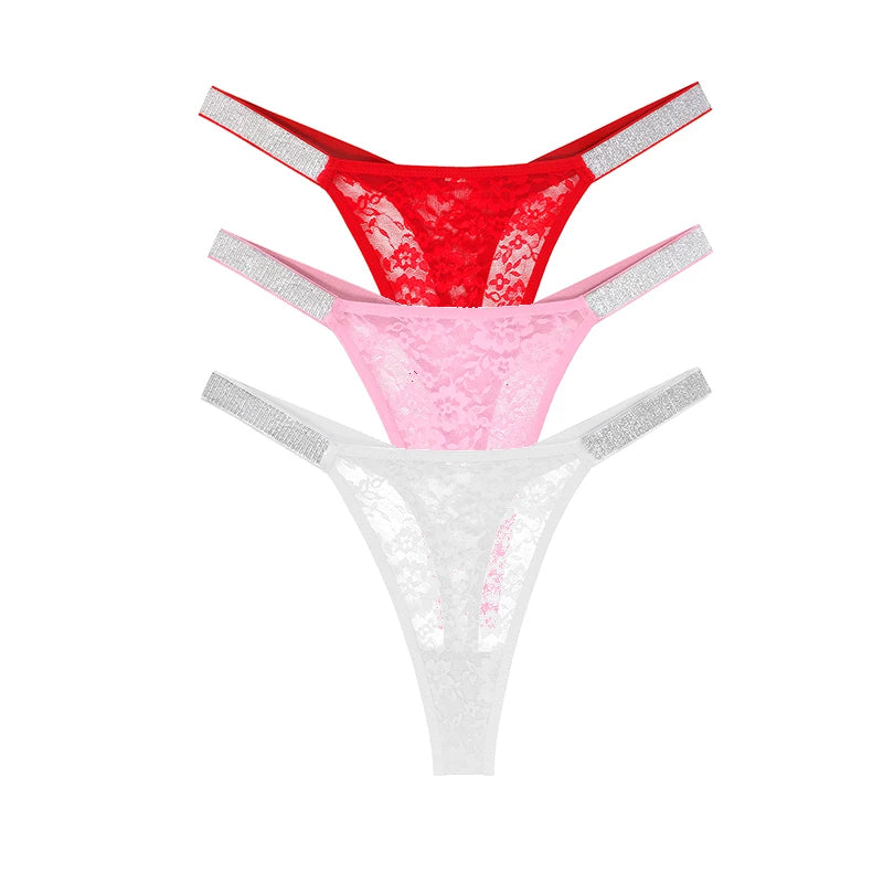 "Lace Temptation" – Lot de 3 Strings Sexy en Dentelle