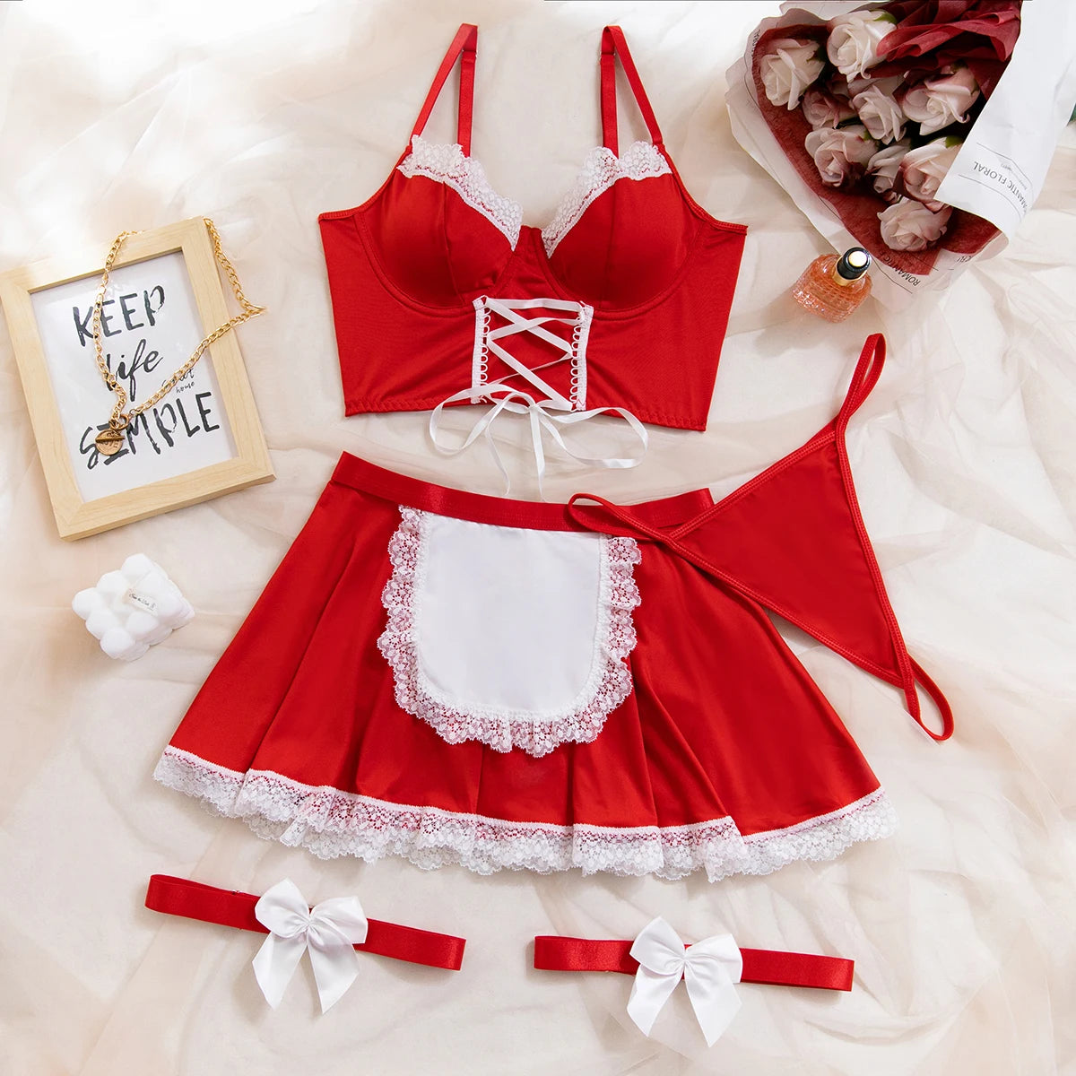 "Maid Temptation" – Ensemble Lingerie Cosplay Serveuse Sexy