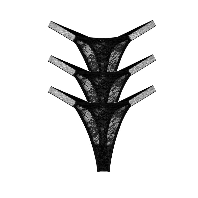 "Lace Temptation" – Lot de 3 Strings Sexy en Dentelle
