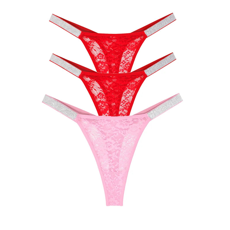 "Lace Temptation" – Lot de 3 Strings Sexy en Dentelle