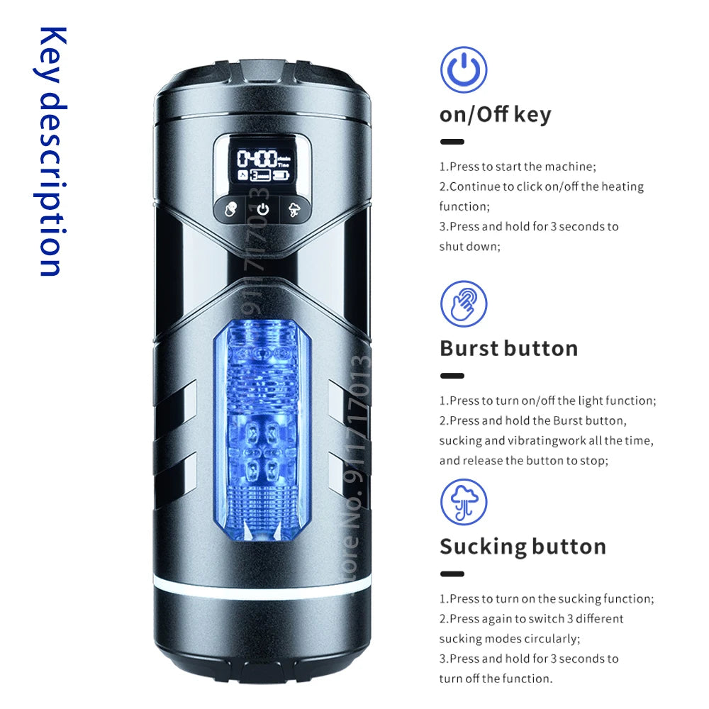 Automatic Heated Sucking Male Blowjob Masturbation Machine Vagina Pocket Suction Sex Toys Adult Goods for Man Masturbators Cup