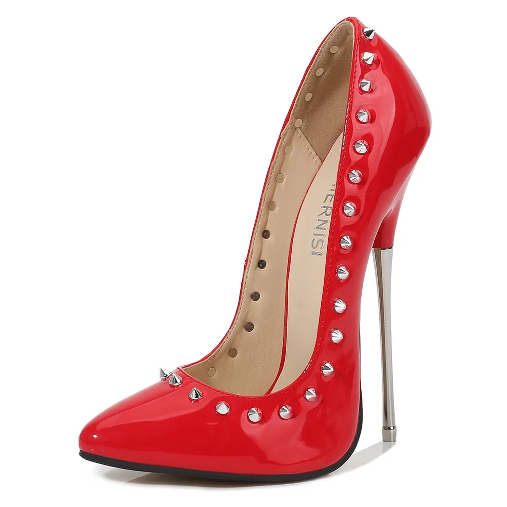 "16cm Red Spiked Fetish Stilettos" – Escarpins Extrêmes à Rivets pour Soirées Punk & Drag