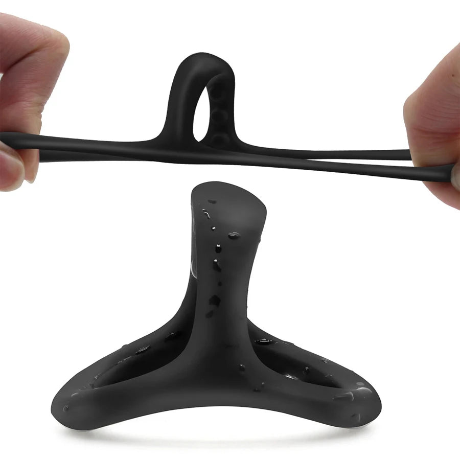 "Tri-Ring" – Anneau Pénien Triangulaire avec Billes de Massage