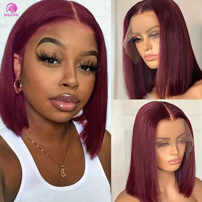 "Ginger Orange Highlight Straight Bob Wig" – Perruque en Dentelle Suisse avec Effet Ombre Subtil