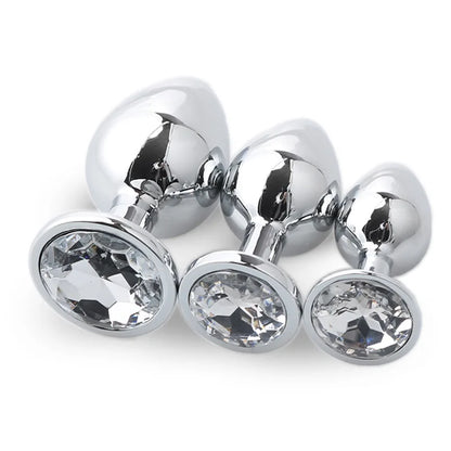 "3-Piece Diamond Metal Anal Plug Set" – Jeu de Plugs Anaux Élégants S/M/L pour Adultes Curieux