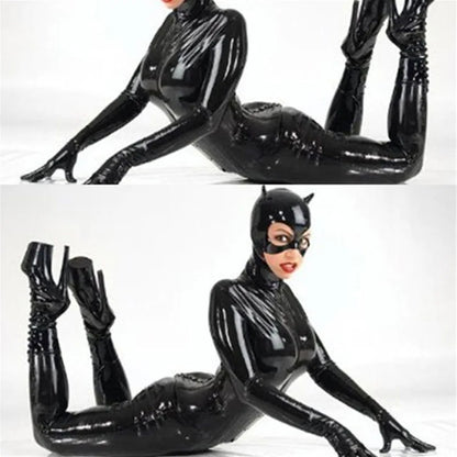 "Cat Femme Fatale – Catsuit en Latex avec Masque"