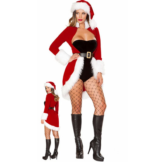 "Santa Baby Glow" – Costume Sexy de Noël en Velours Rouge
