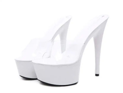 "Crystal Heel 15CM Platform Slippers" – Mules Sexy à Talons Fins Été 2025