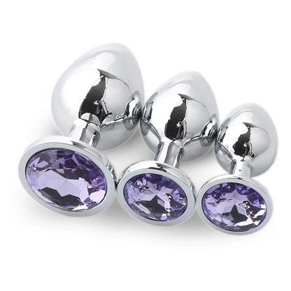 "3-Piece Diamond Metal Anal Plug Set" – Jeu de Plugs Anaux Élégants S/M/L pour Adultes Curieux