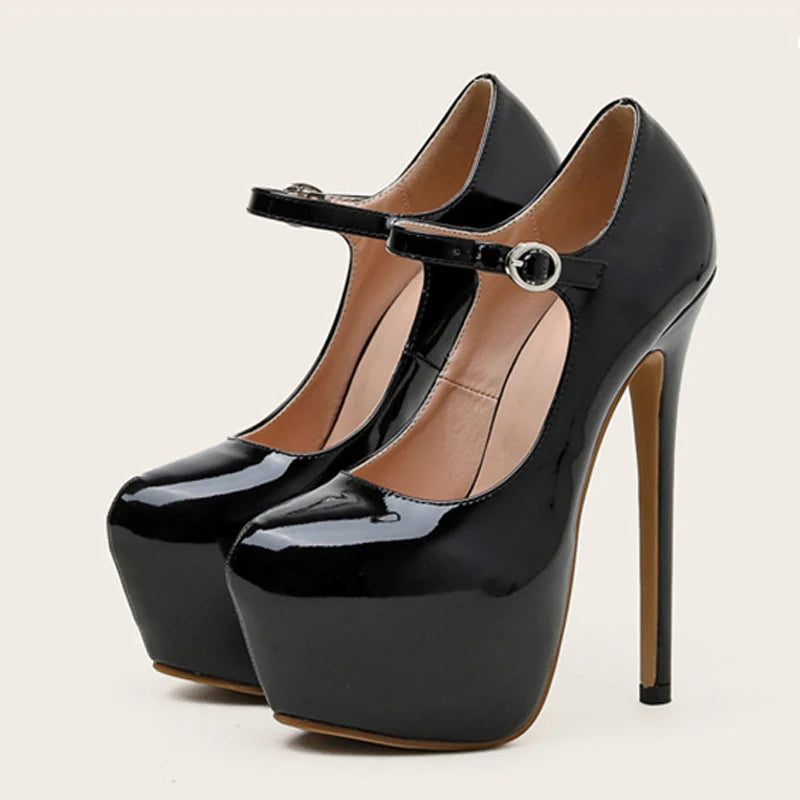 "17cm Red Platform Patent Pumps" – Escarpins Sexy à Talon Ultra Haut avec Bride