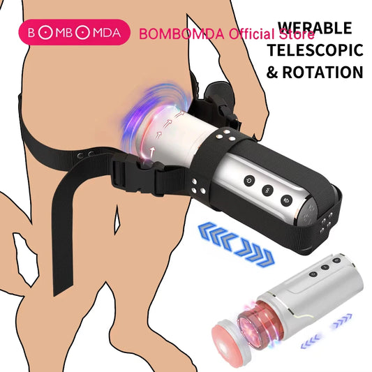 "PleasureMax" – Masturbateur Automatique Telescopique avec Rotation et Simulation de Sexe Oral