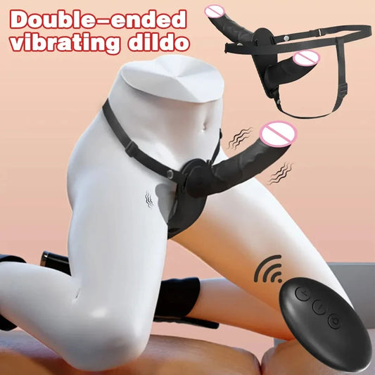 "DualPleasure" – Dildo Vibrant à Double Tête avec Ceinture Réglable pour Couples