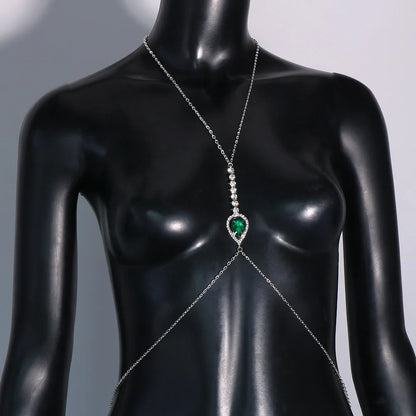 Emerald Glow – Chaîne de Poitrine Cristal Vert