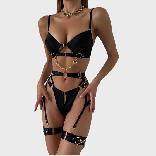 Eclipse Métallique – Ensemble Lingerie 5 Pièces