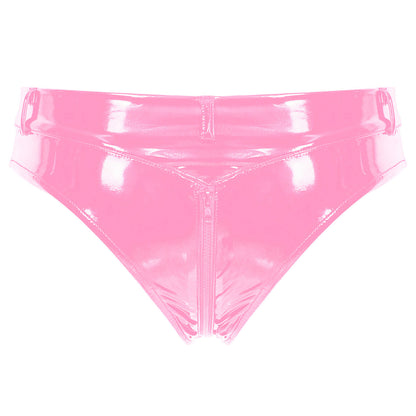 Lustrous Zip – Shorty Échancré Effet Vinyle