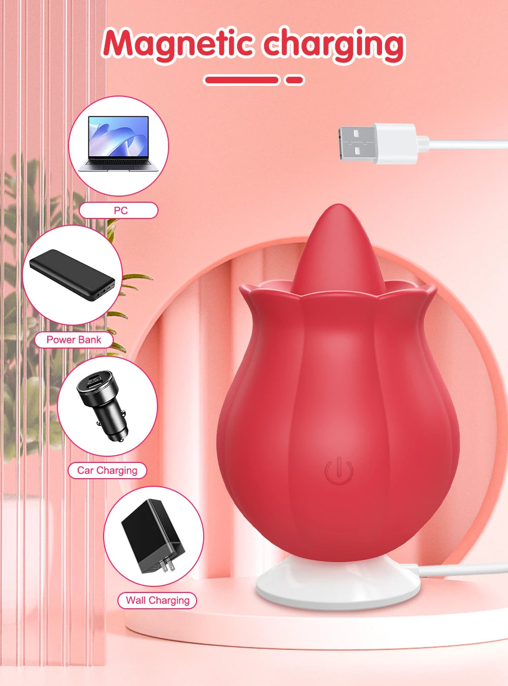 "RoseLick" – Vibrateur Licking Tongue pour Stimulation du Clitoris et des Mamelons