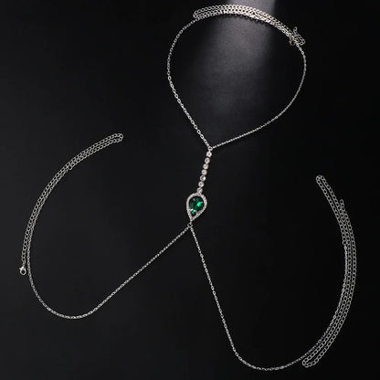 Emerald Glow – Chaîne de Poitrine Cristal Vert