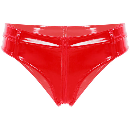 Lustrous Zip – Shorty Échancré Effet Vinyle