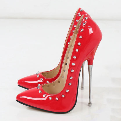 "16cm Red Spiked Fetish Stilettos" – Escarpins Extrêmes à Rivets pour Soirées Punk & Drag