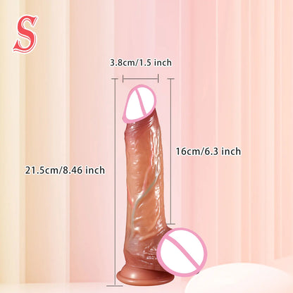 "Double Pleasure Dildo" – Godemichet Réaliste à Peau Coulissante avec Testicules et Double Pénis