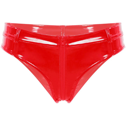 Lustrous Zip – Shorty Échancré Effet Vinyle
