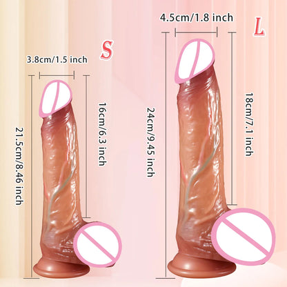 "Double Pleasure Dildo" – Godemichet Réaliste à Peau Coulissante avec Testicules et Double Pénis