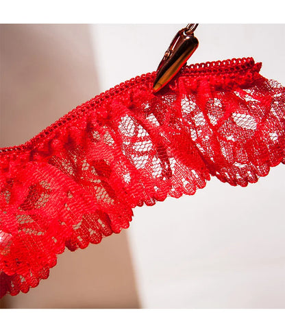 "Rose Perle" – String Sexy Ouvert avec Perles et Broderie Florale
