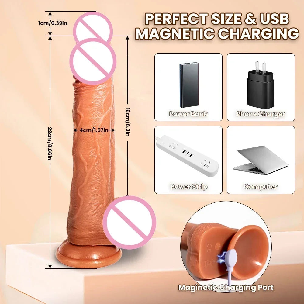 "SatisfyMax" – Vibrateur Télescopique Chauffant avec Contrôle à Distance pour Stimulation Réaliste