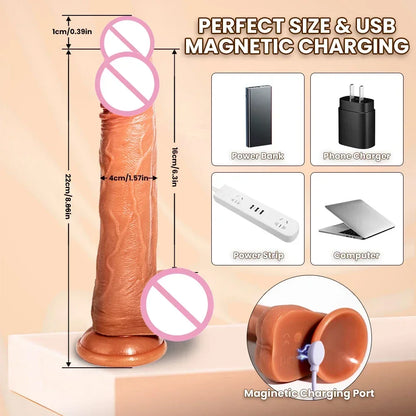 "SatisfyMax" – Vibrateur Télescopique Chauffant avec Contrôle à Distance pour Stimulation Réaliste