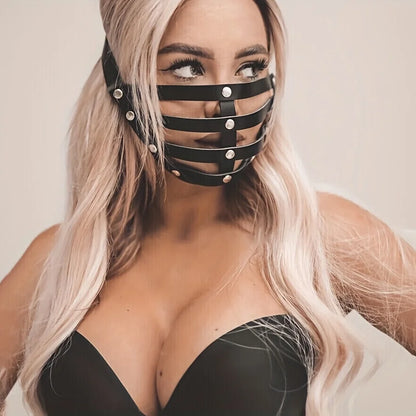 Masque Érotique en Simili Cuir – Accessoire BDSM et Cosplay