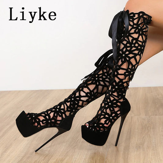 "Velvet Obsession – Bottes Ultra Hautes à Talons 16 cm"