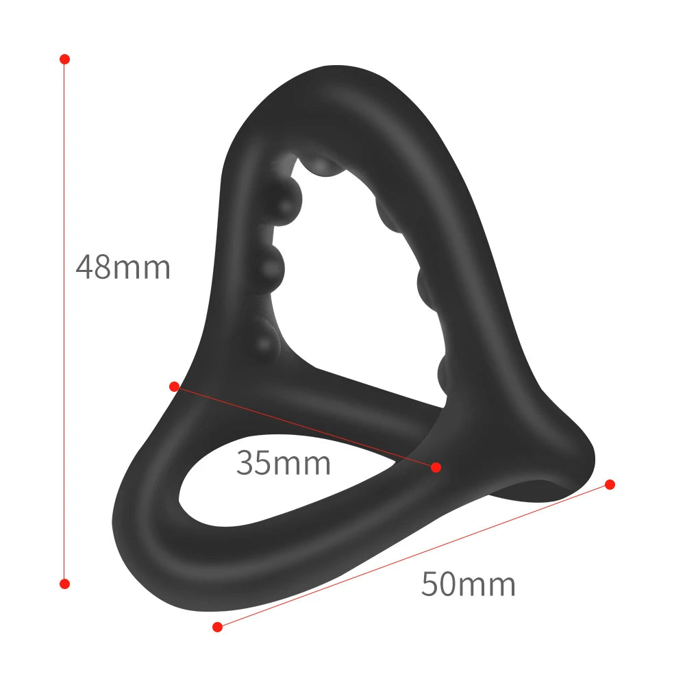 "Tri-Ring" – Anneau Pénien Triangulaire avec Billes de Massage