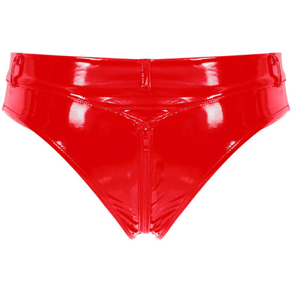 Lustrous Zip – Shorty Échancré Effet Vinyle