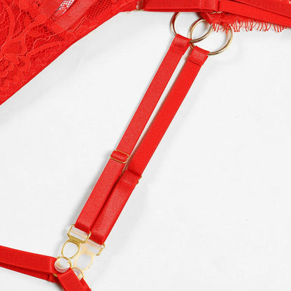 Red Temptation – Ensemble Lingerie Dentelle & Chaîne