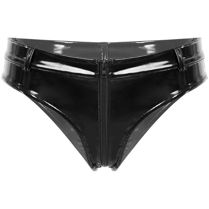 Lustrous Zip – Shorty Échancré Effet Vinyle
