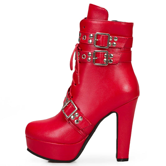 "Bold Steps – Bottines à Talon Carré avec Lacets"