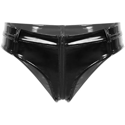 Lustrous Zip – Shorty Échancré Effet Vinyle