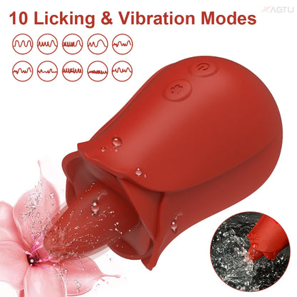 "RoseLick" – Vibrateur Licking Tongue pour Stimulation du Clitoris et des Mamelons
