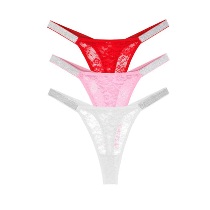 "Lace Temptation" – Lot de 3 Strings Sexy en Dentelle