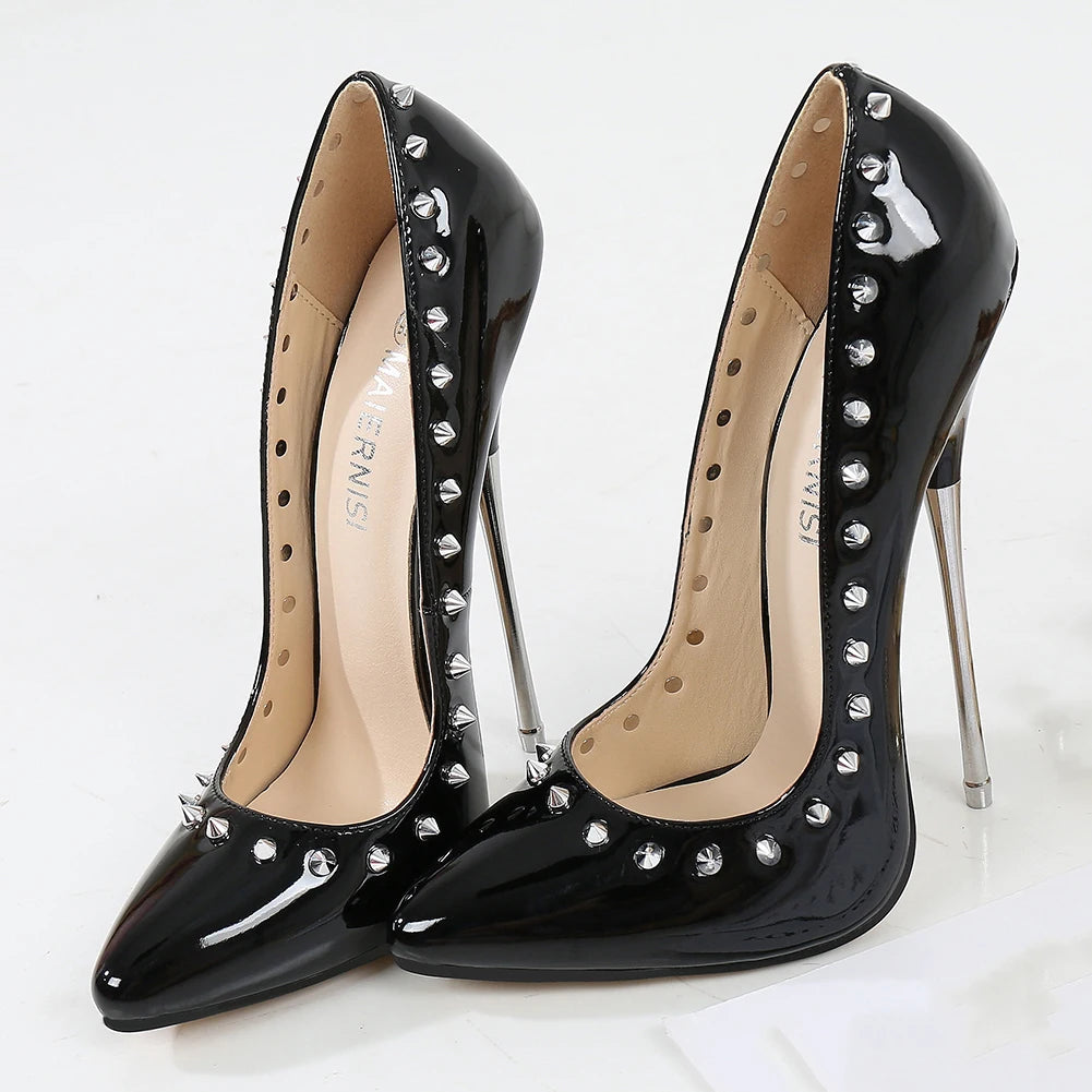 "16cm Red Spiked Fetish Stilettos" – Escarpins Extrêmes à Rivets pour Soirées Punk & Drag