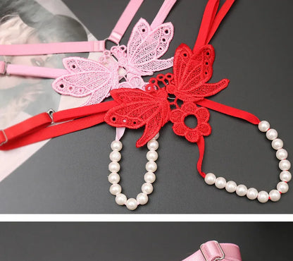 "Papillon de Minuit" – String Sexy avec Perles et Broderie Papillon