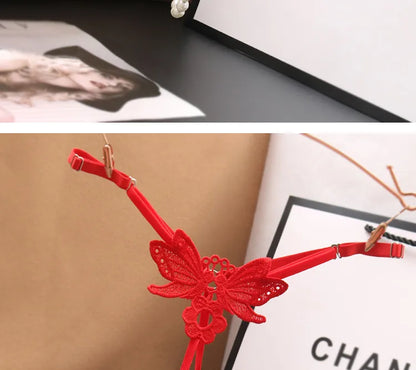 "Papillon de Minuit" – String Sexy avec Perles et Broderie Papillon