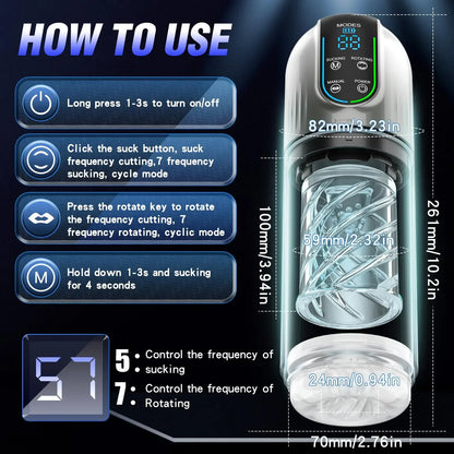 "PleasureX Pro" – Masturbateur Automatique avec Succion, Vibration et Chauffage