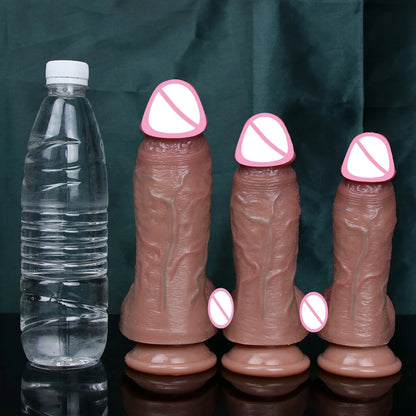 "DeepFeel DualSkin Dildo" – Gode Réaliste Épais à Ventouse