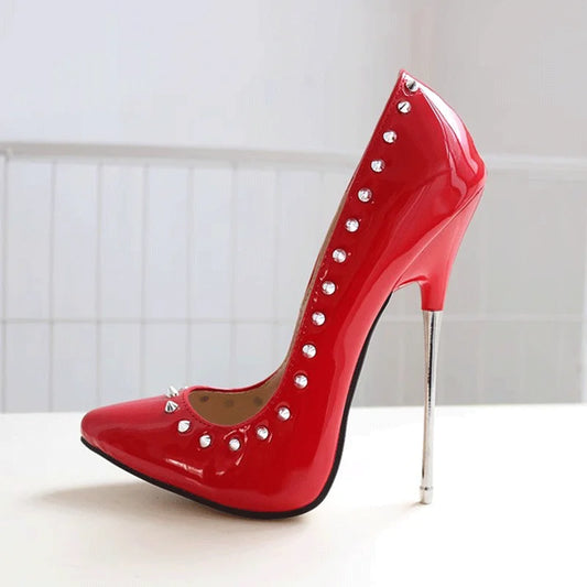 "16cm Red Spiked Fetish Stilettos" – Escarpins Extrêmes à Rivets pour Soirées Punk & Drag